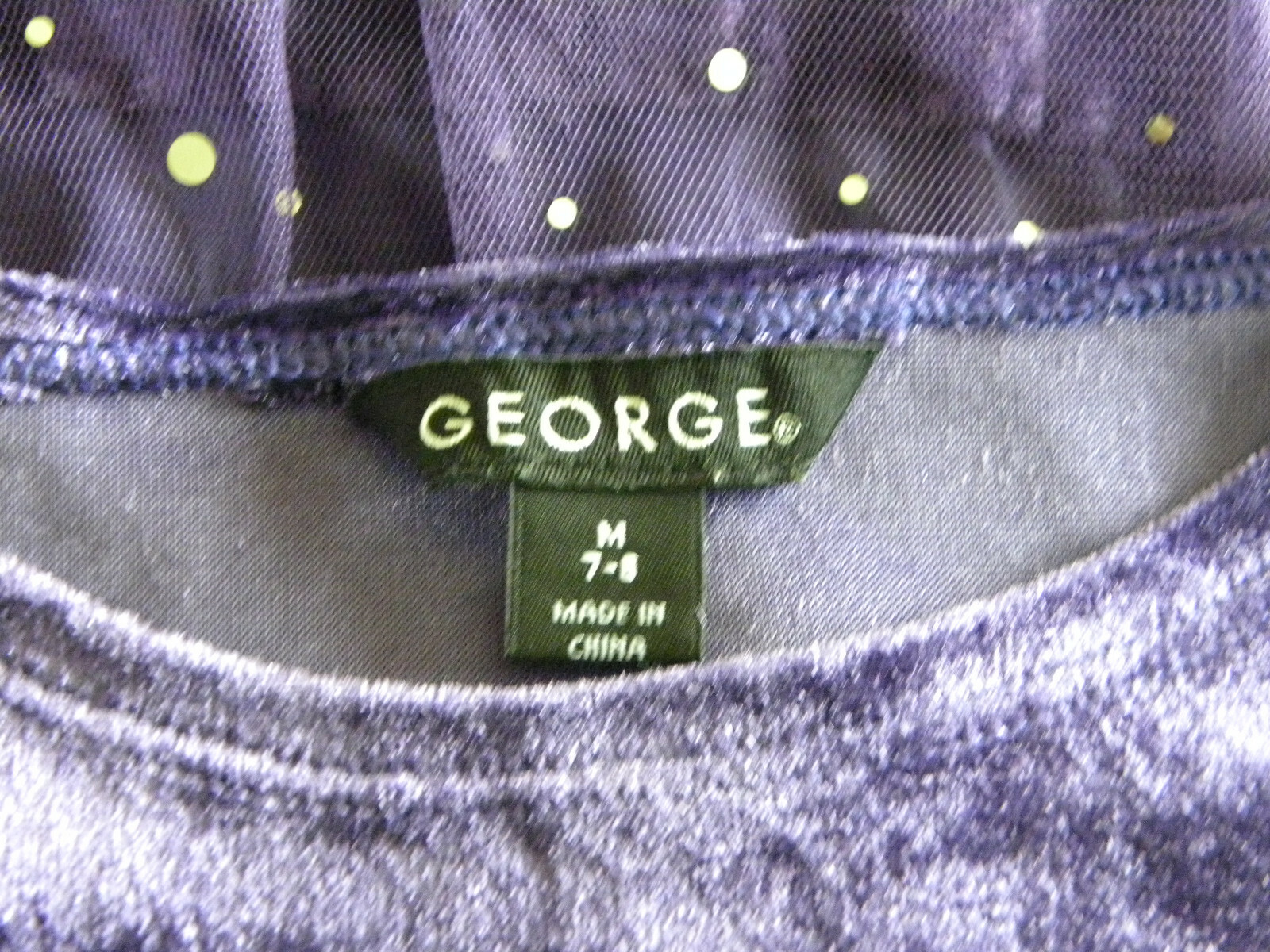 George girls royal purple velvet sparkly ruffle skirt party dress size M 7-8 EUC