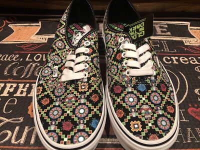 Vans Dia de los Muertos Black  White Skate Shoes Glow Mens Size 10
