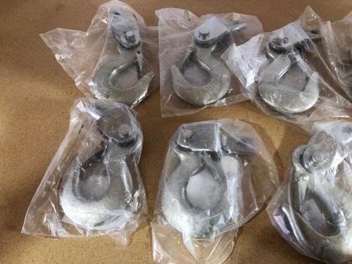 10 Forged Steel 5/16” Industrial Hooks w/Spring Safety Latch and Swivel Adapter!