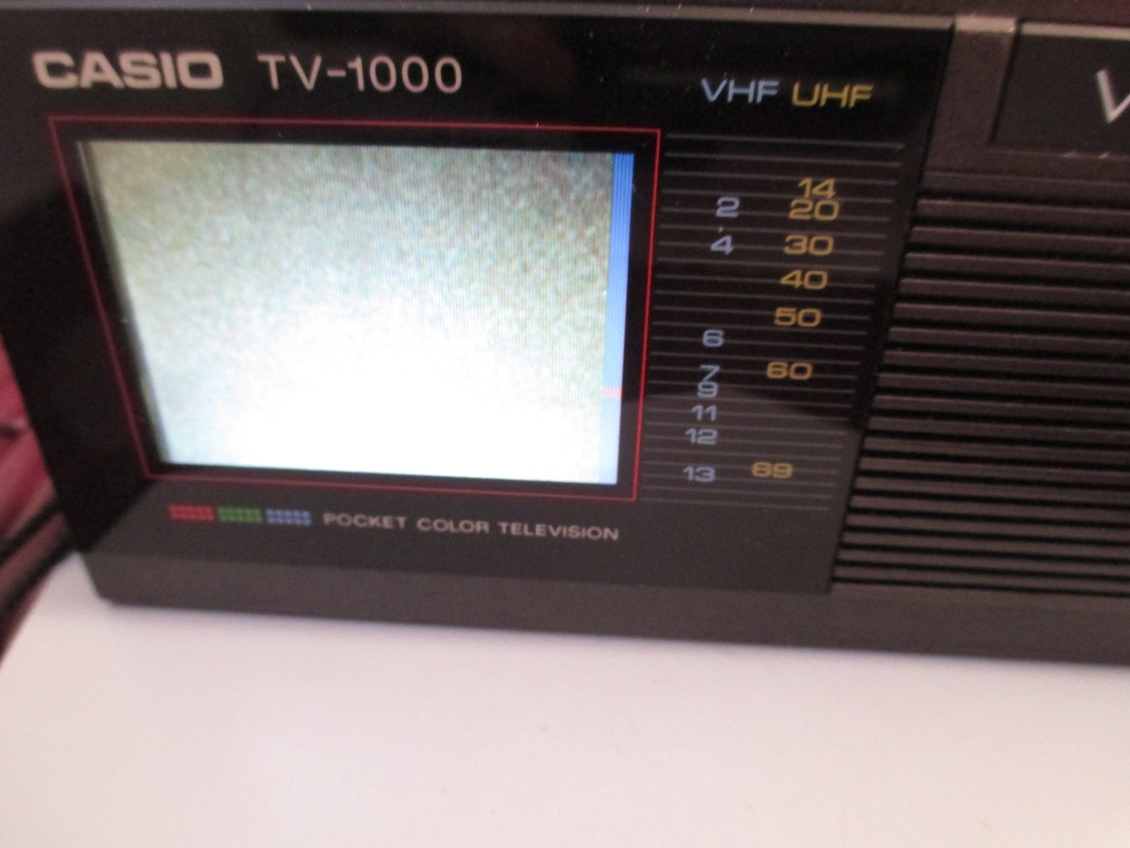 Vintage Casio TV-1000 ~ Pocket Size LCD Color Television Working in bag & manual