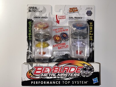 Beyblade Metal Masters Spiral Blitz 2 Pack Earth Virgo Evil Pisces 2011 NEW