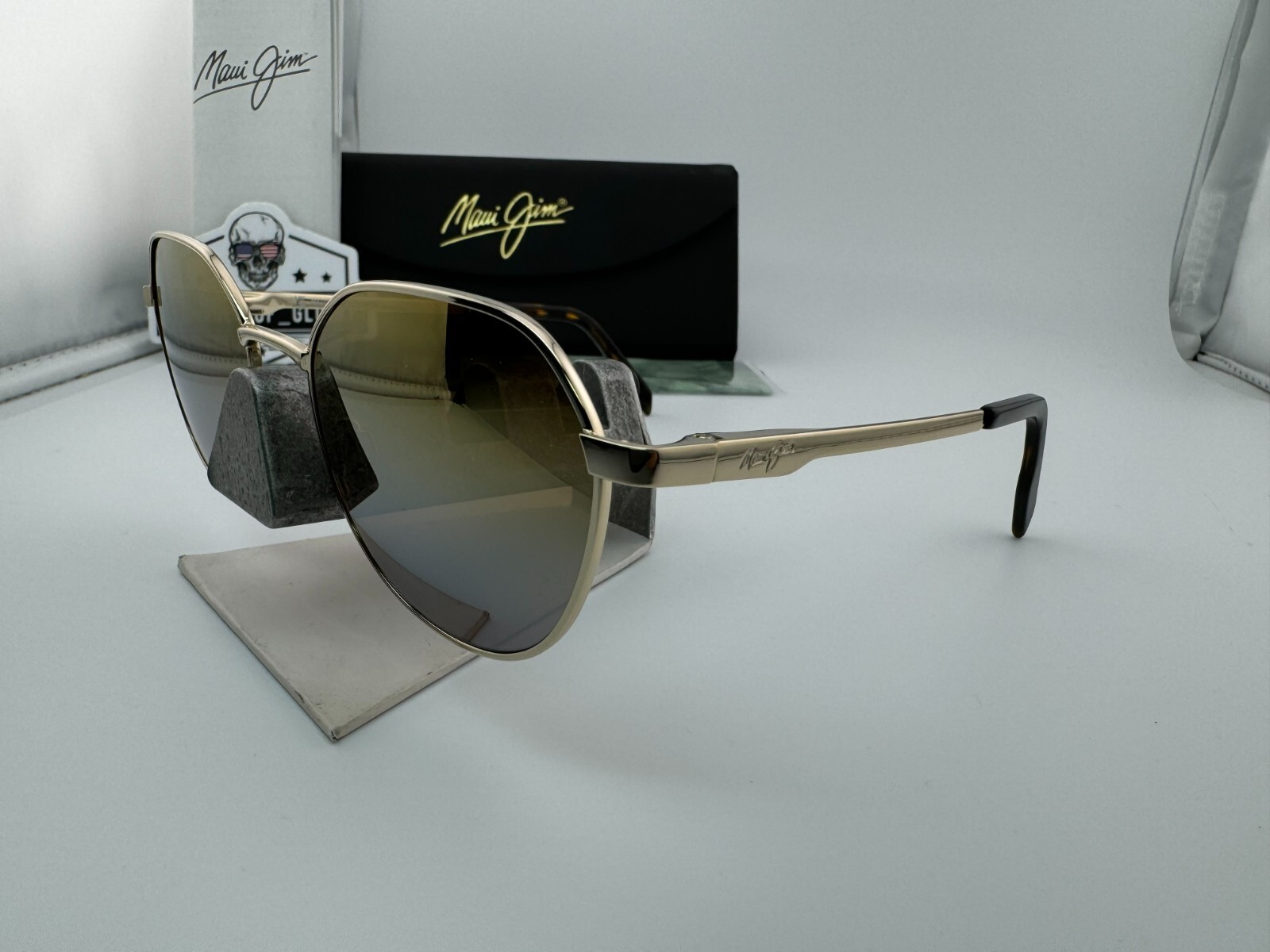 Pre-owned Maui Jim Hukilau Mj 845-16 Gold To Silver Dual Mirror Polarized Sunglasses