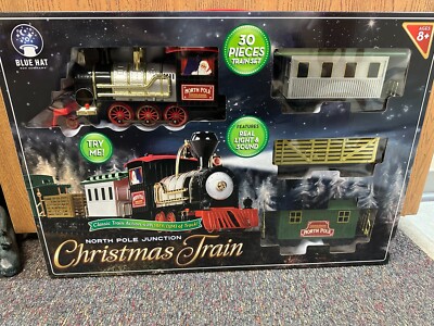 Blue Hat North Pole Junction Christmas Train 30 Piece Set NEW IN BOX