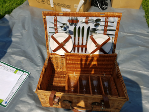 4 Person Picnic Basket Complete Set Camping Hiking
