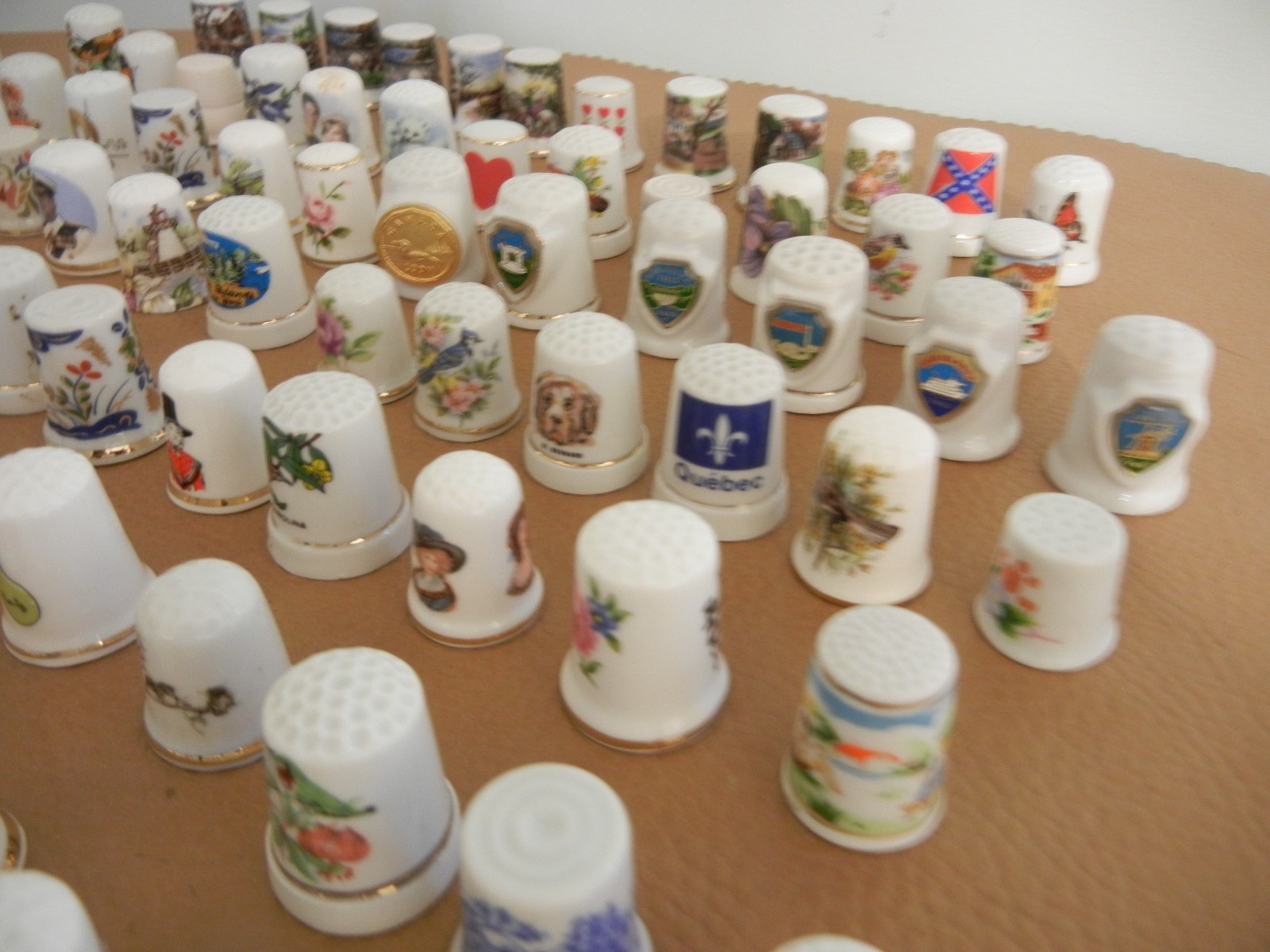 LARGE LOT  96 DIFFERENT  BONE CHINA SEWING  THIMBLES - EXC++