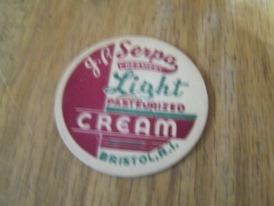 J.P.SERPA CREAMERY BRISTOL R.I. MILK BOTTLE CAP   LIGHT CREAM