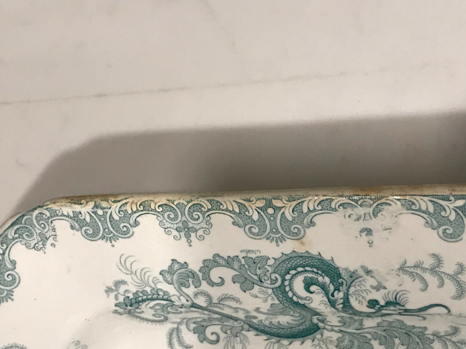 RARE 1800's 19th Century William Ridgway Co. Large Green Platter 
