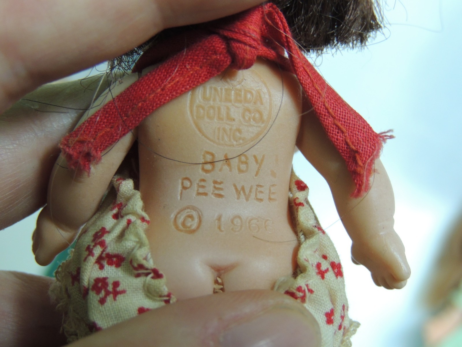 Vintage Pee Wee Uneeda Small Dolls rubber cute PAIR 1960s