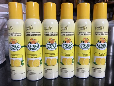 Lot Of 6 Citrus Magic Natural Air Freshener Odor Eliminator - Tropical Lemon