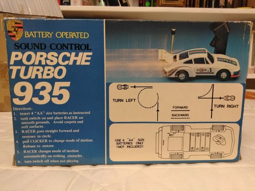 Vintage Porsche Turbo 935 Martini Battery Operated Car Sound Controlled 70's