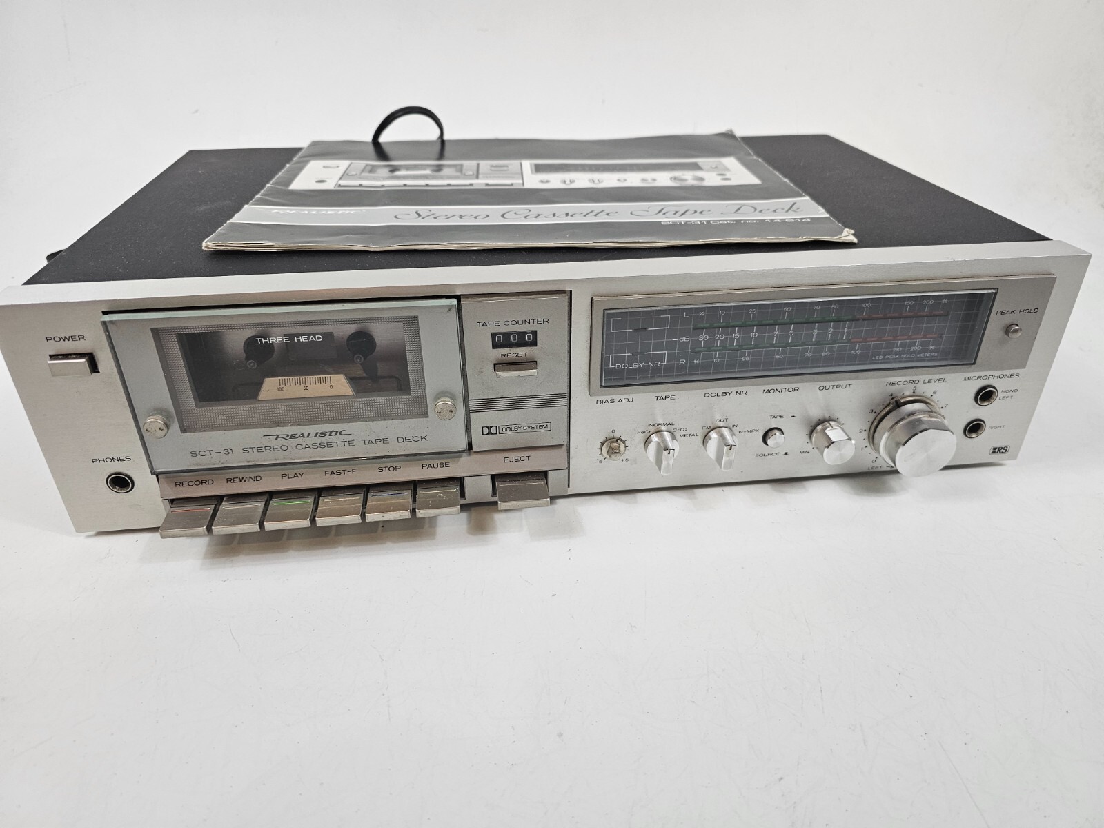 Vintage Realistic SCT-31 Stereo Cassette Deck Player Recorder Tested & Working