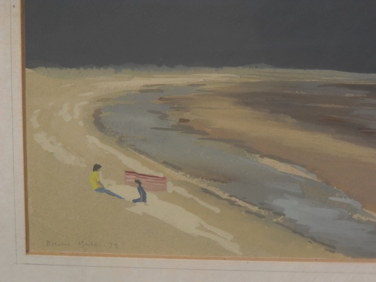 BRIAN YALE (1936 - 2009) - Original Gouache Painting - Storm Clouds. Beach Scene