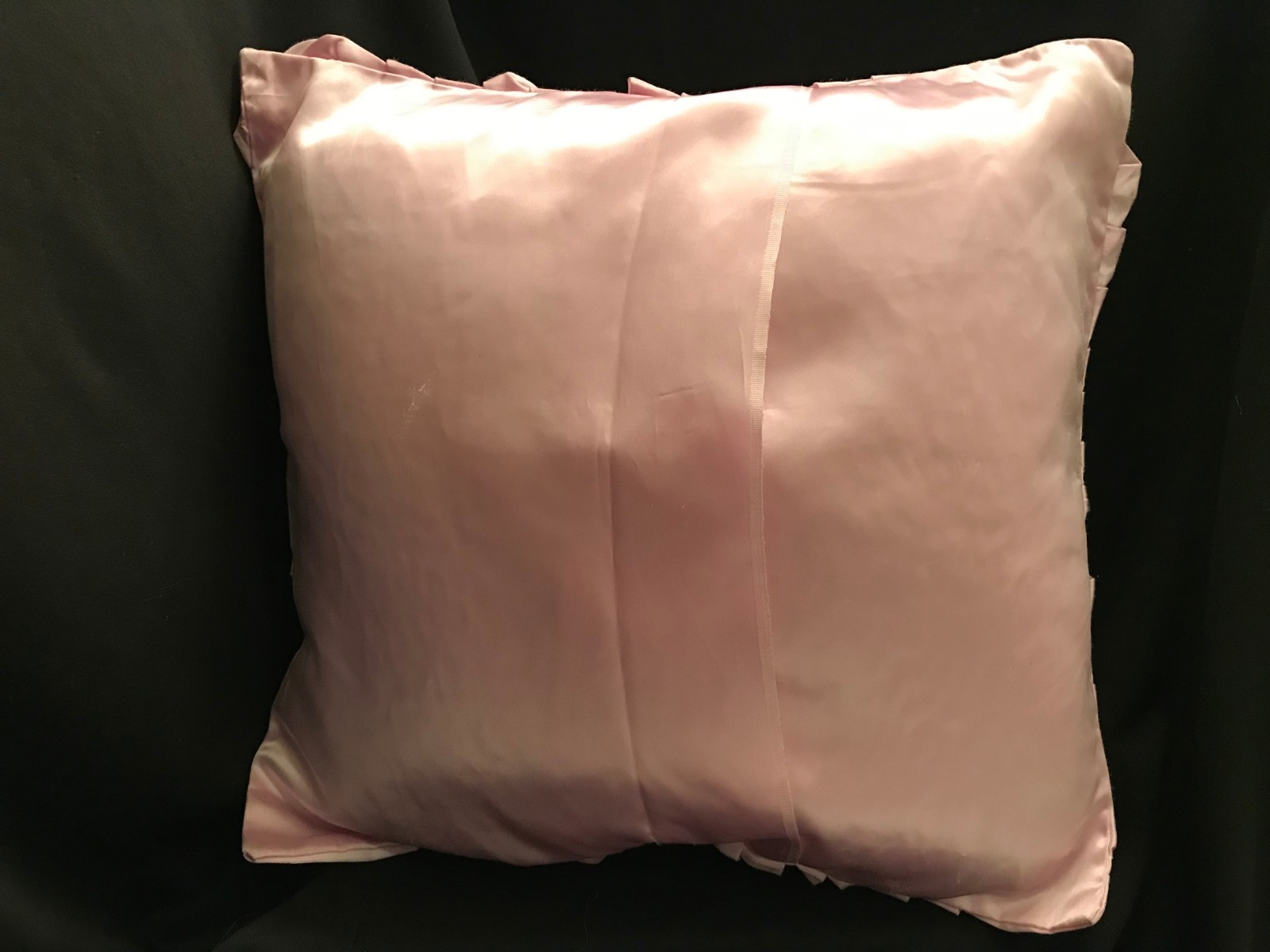 Vintage Retro Decorator Pink Satin Smocked Woven Stuffed Pillow Handmade 17x17