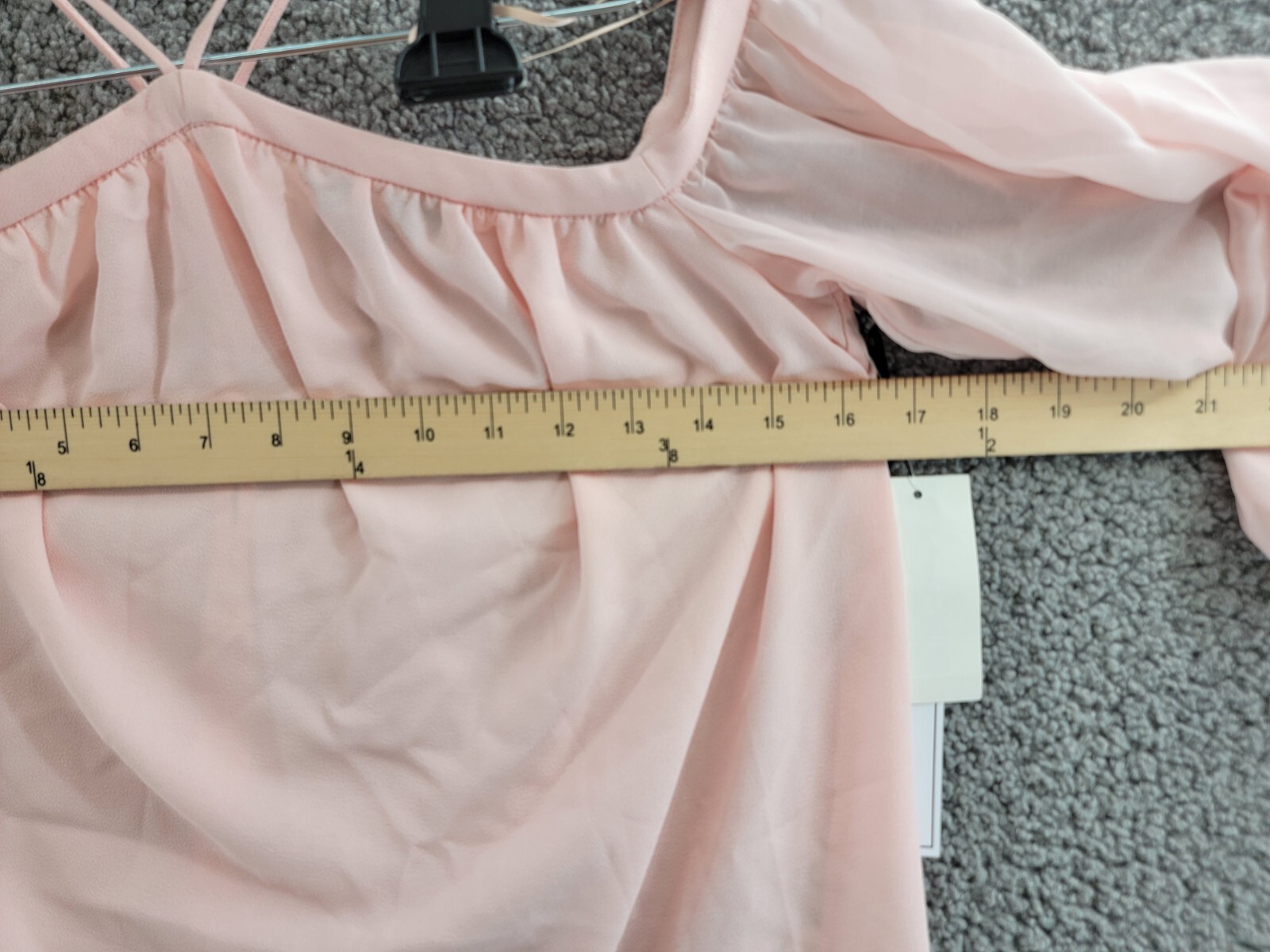 1.STATE Cold-Shoulder Top Women's XXS Pink Taffeta Back Button Long Sleeve - Picture 6 of 16