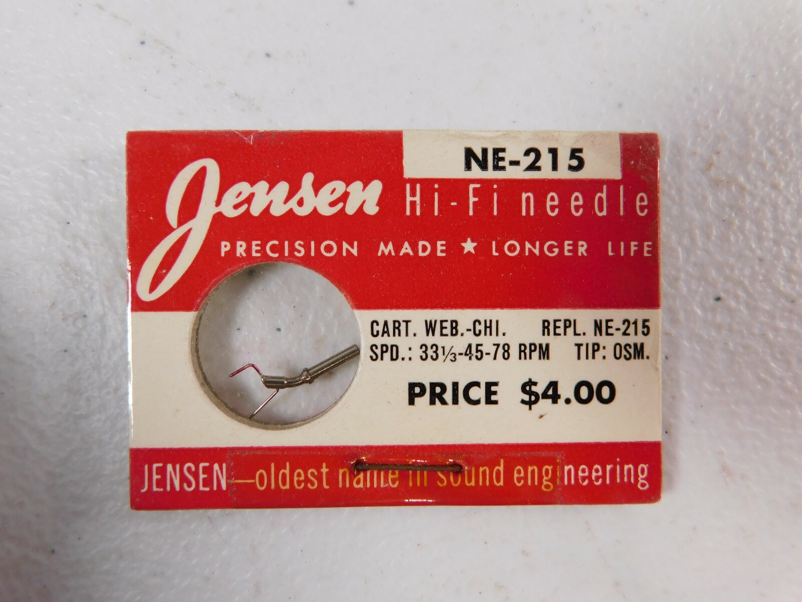 Vintage Record Player Needle Jensen NE215 Replaces Chi