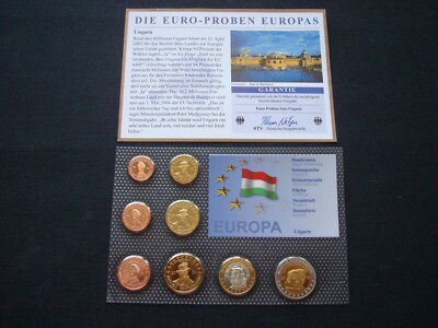 TOP Ungarn Euro Proben Kursmünzensatz im Blister + Zertifikat! KMS!   Probe!