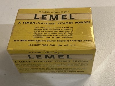 vintage box of Lemel, old pharmaceutical vitamin powder, pharmacy