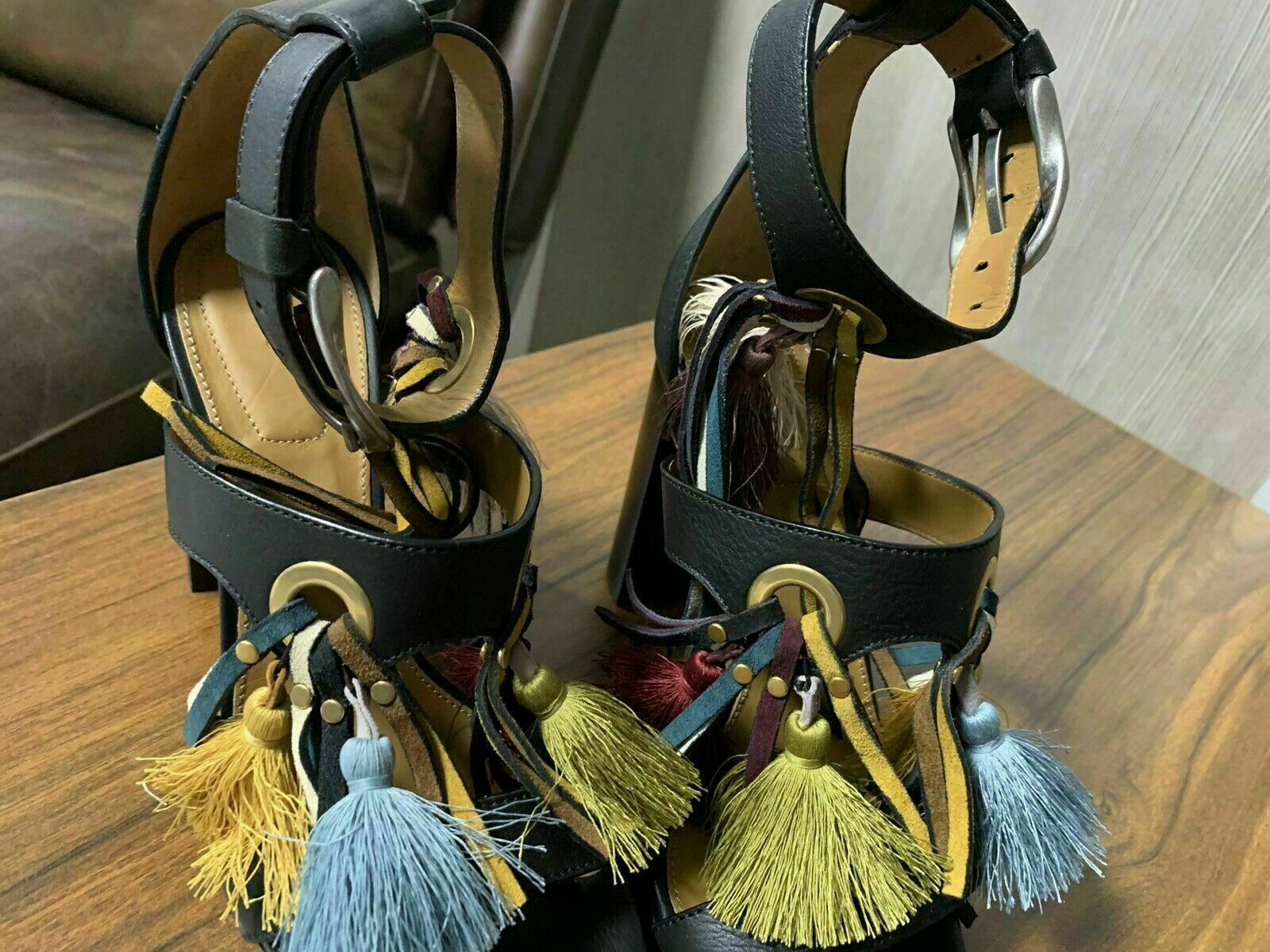 Pre-owned Chloé Chloe Iconic Miki Court Shoes Heels Sandals Shoes Mules Sandals 37 In Black