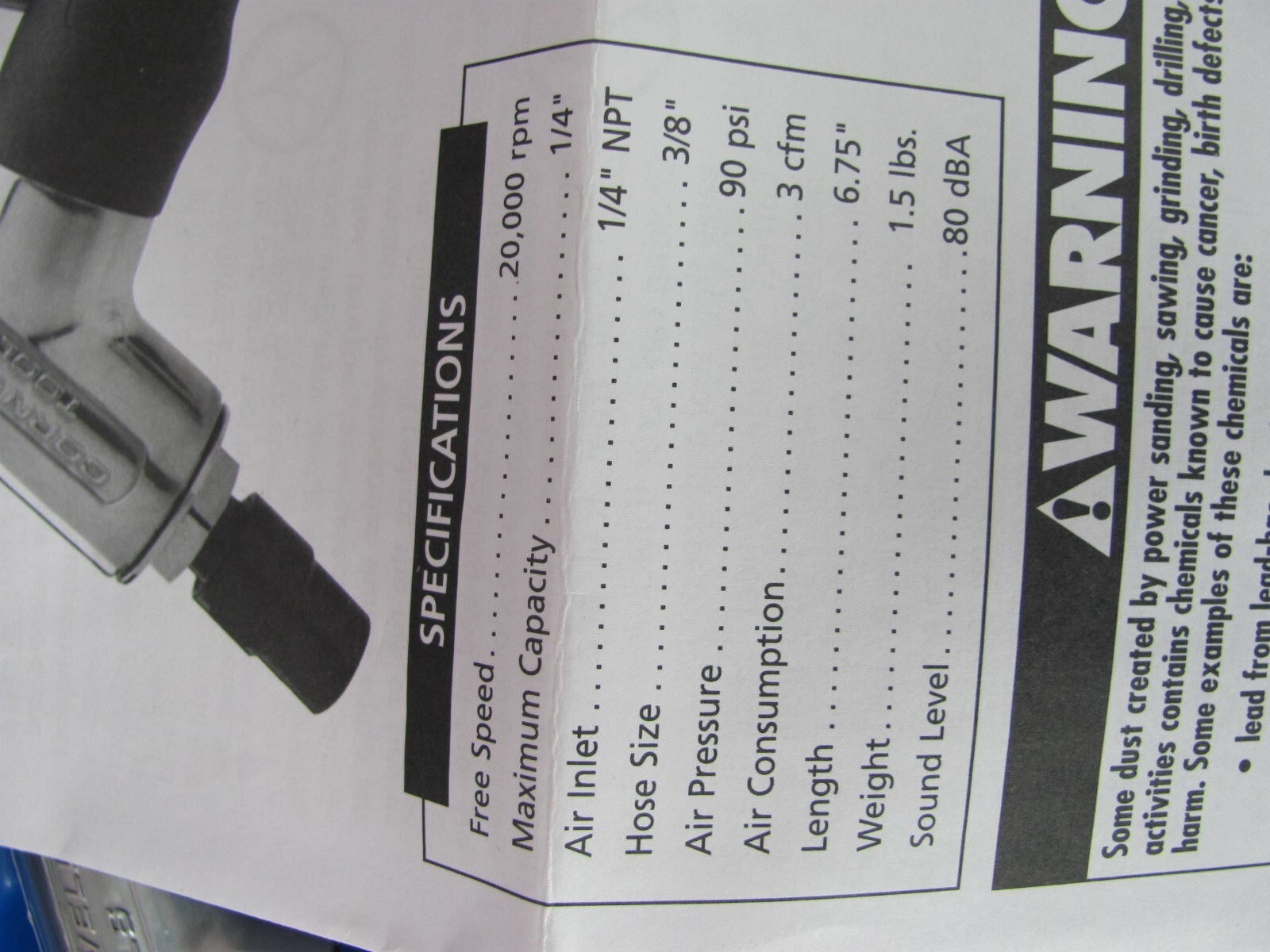 CORNWELL DIE GRINDER SET , NEW