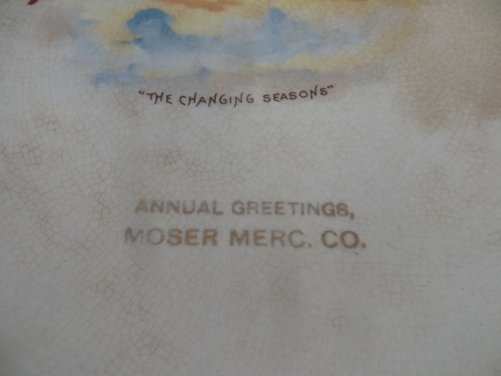 Vintage Advertising Plate -  Annual Creetings Moser Merc. Co. - Mallard Ducks