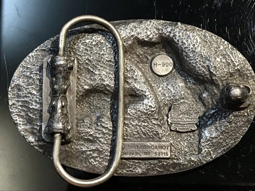 Rare 1991 Bergamot Belt Buckle H-900 Hunting Dog Raccoon