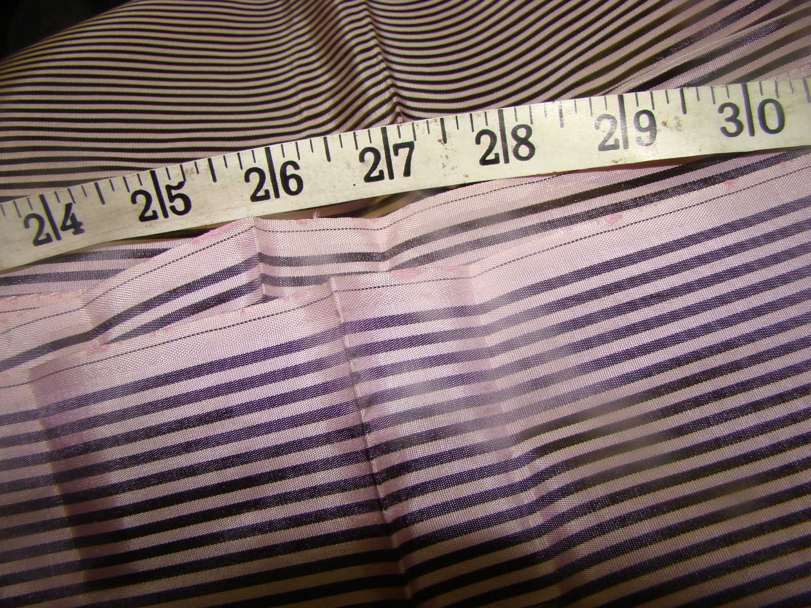Vintage Decorator Fabric  PINK & BLACK STRIPE Satin Sheen 40