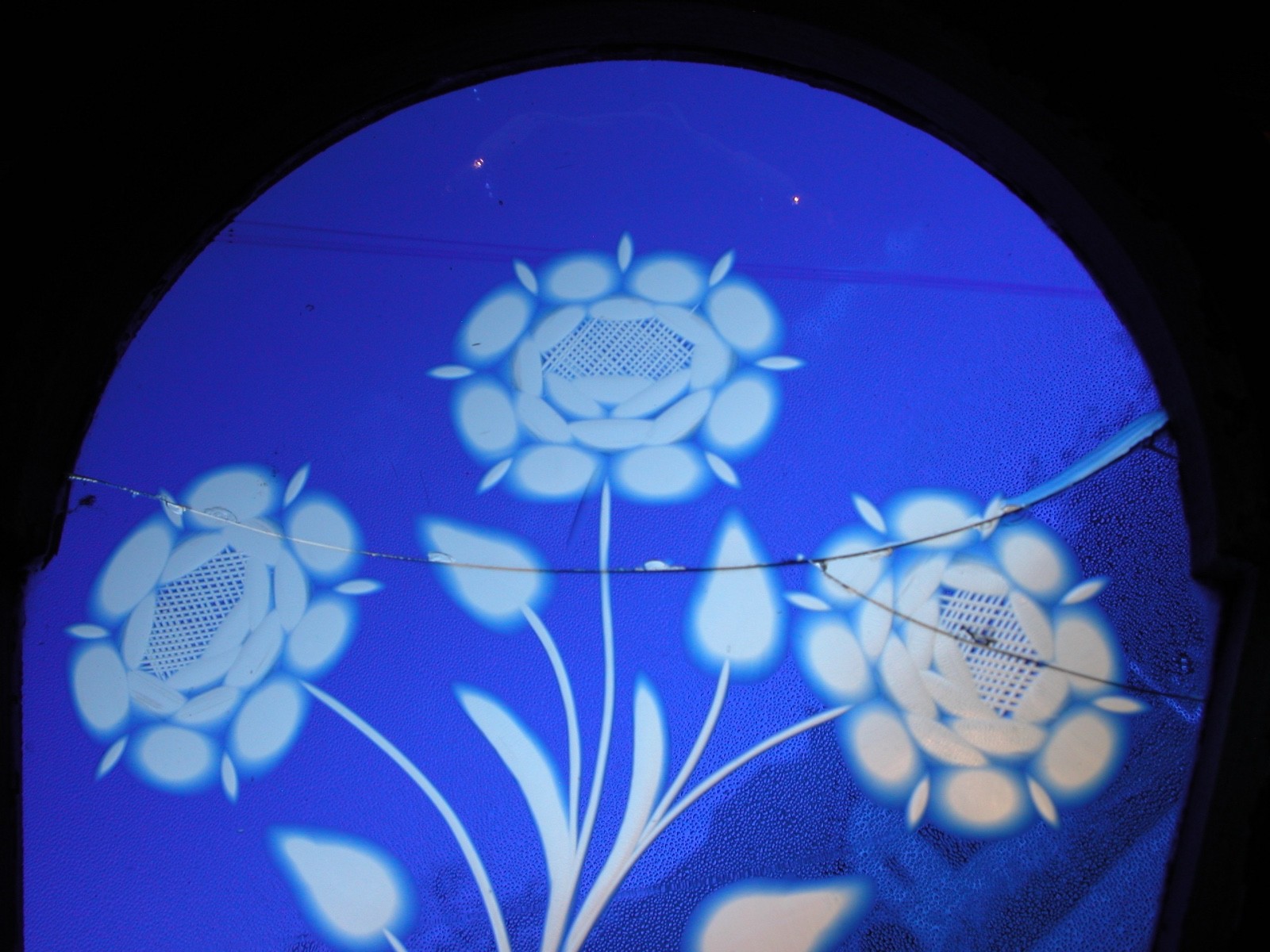 Arched Victorian Wheel Cut Flash Glass Stained Glass Window Rare 1880's