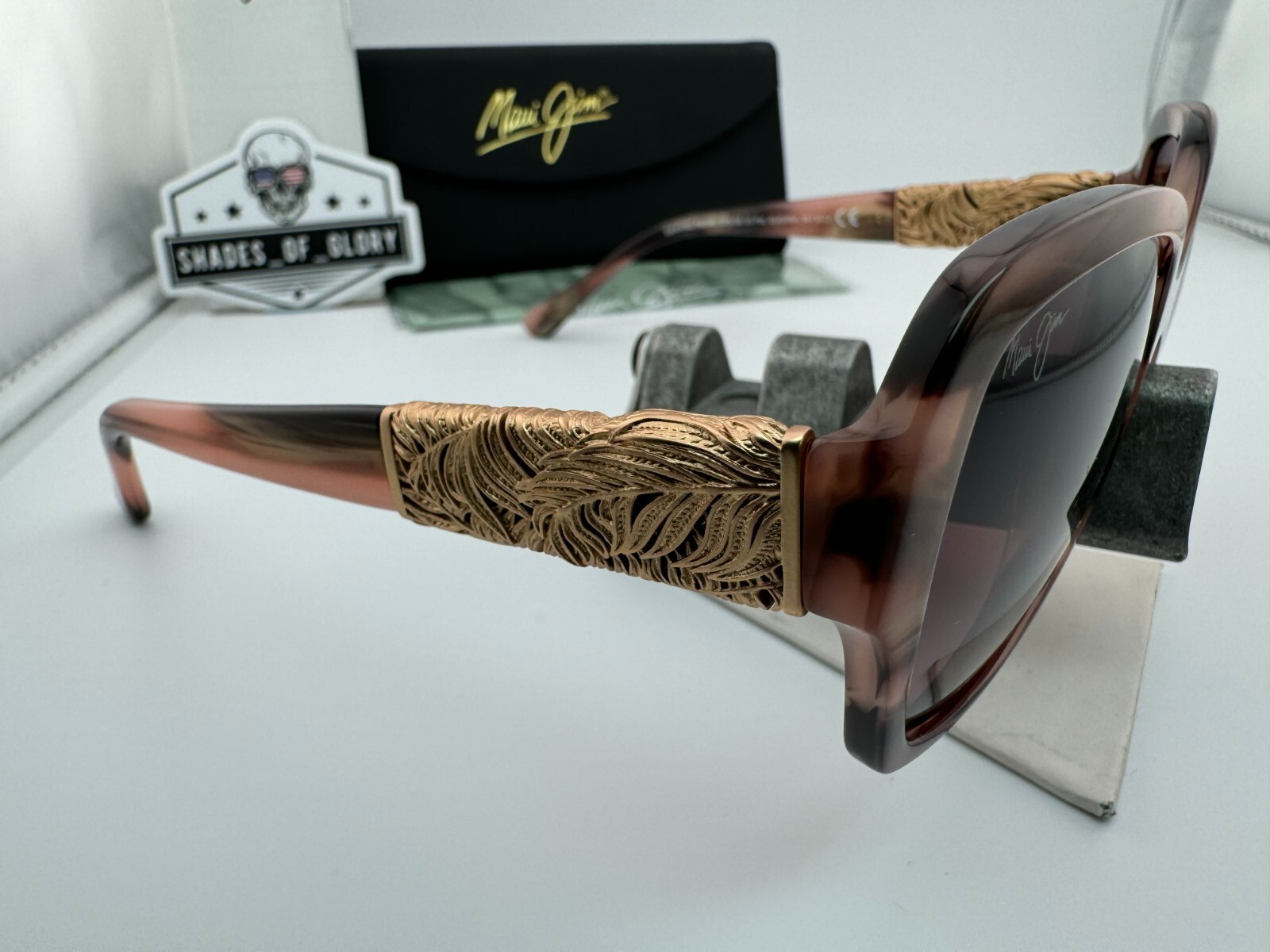 Pre-owned Maui Jim Swaying Palms Mj530-90 Pink Tortoise 24k Maui Rose Polarized Sunglasses