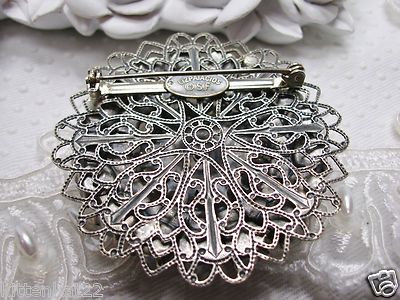 New Liz Palacios Sparkling Clear Famous Maker Crystals Statement Brooch Pin