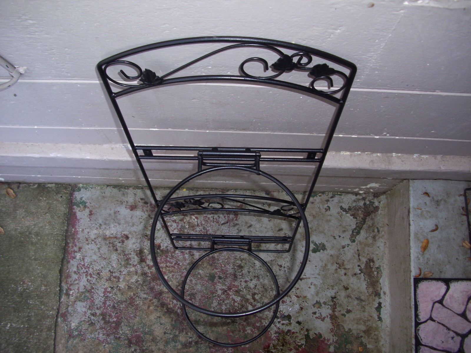 Scroll Metal 2 Pot Plants Holder Wall Hanger Black