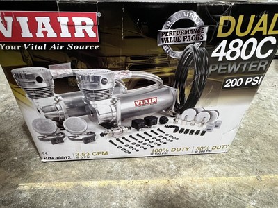 VIAIR 480C DUAL PACK AIR RIDE BAG SUSPENSION COMPRESSOR PUMP TRAIN RATROD COMP