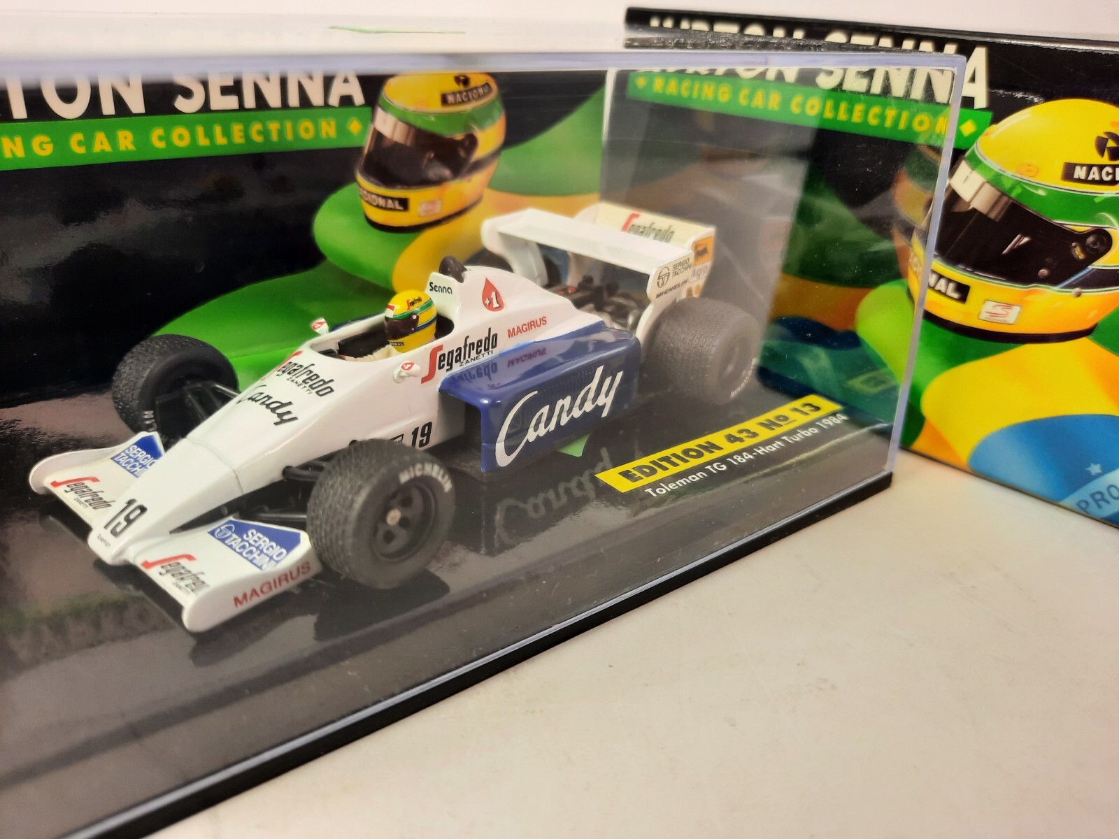 MINICHAMPS®1/43 Toleman HartTG184•1984 Minichamps Toleman Hart TG184 #19 Ayrton Senna 1984 1/43 ASC