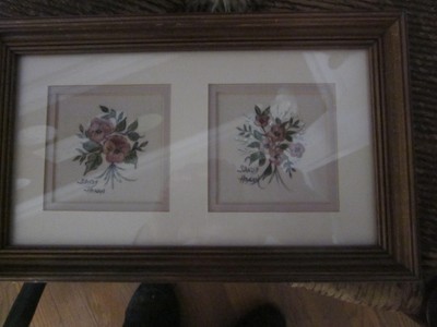 Framed double theorem painting of flowers. Nicely framed. Honan signed.