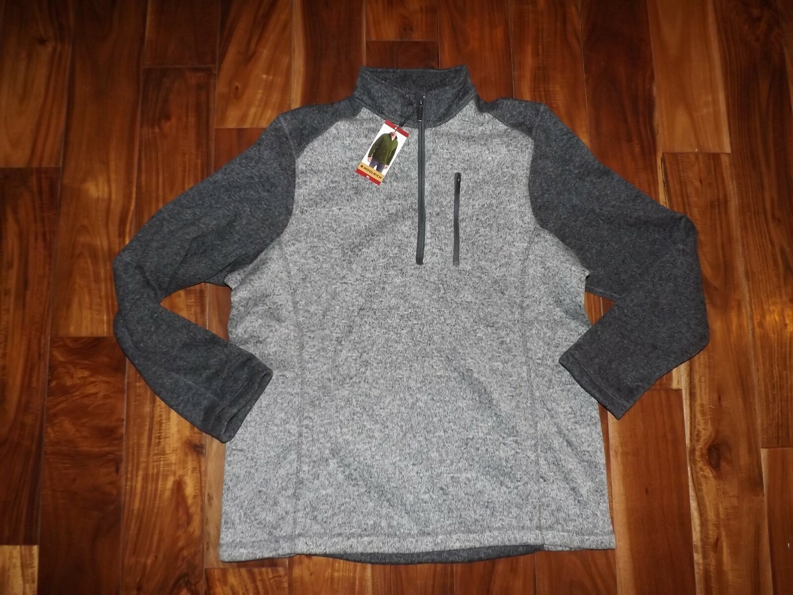 Woolrich ウールジャケット M NWT Mens WOOLRICH Gray Blue Outerwear 1/4 Zip Fleece Line