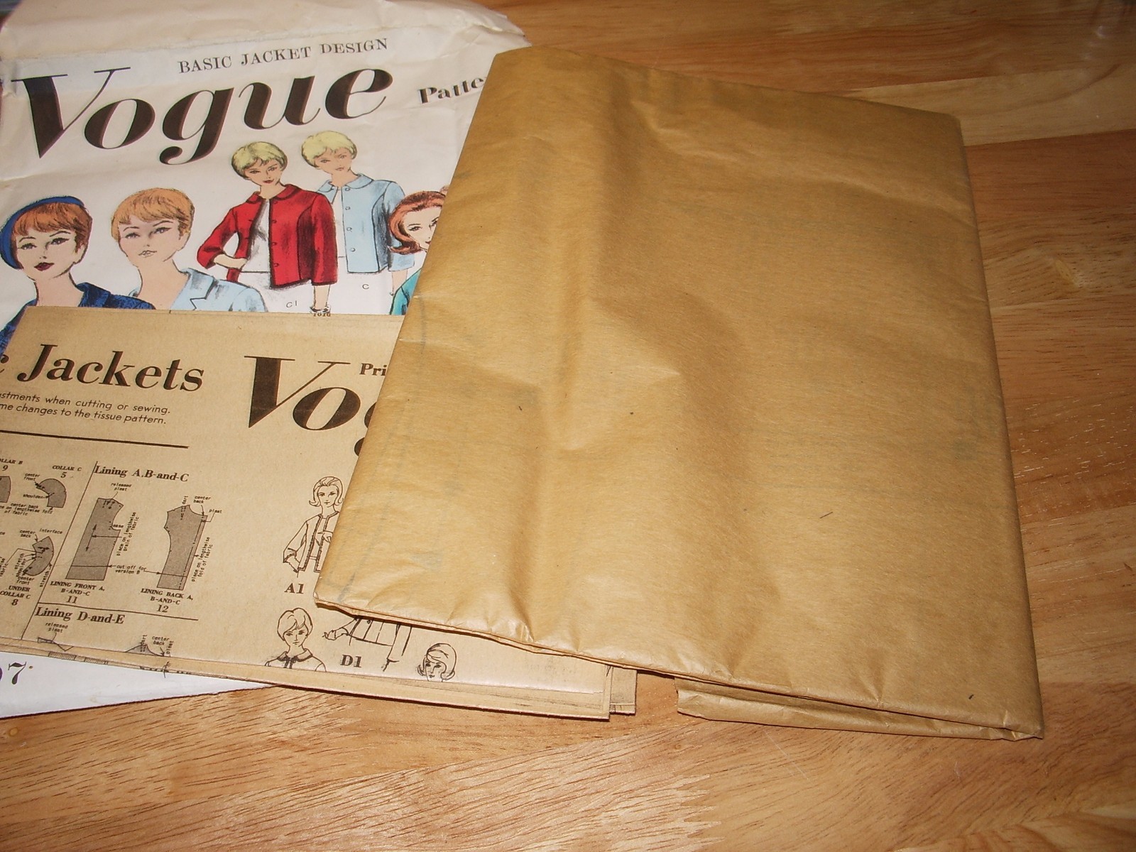 Vintage FF 1950s VOGUE BASIC JACKET DESIGN PATTERN 3007 Size 18 Bust 38 Womens