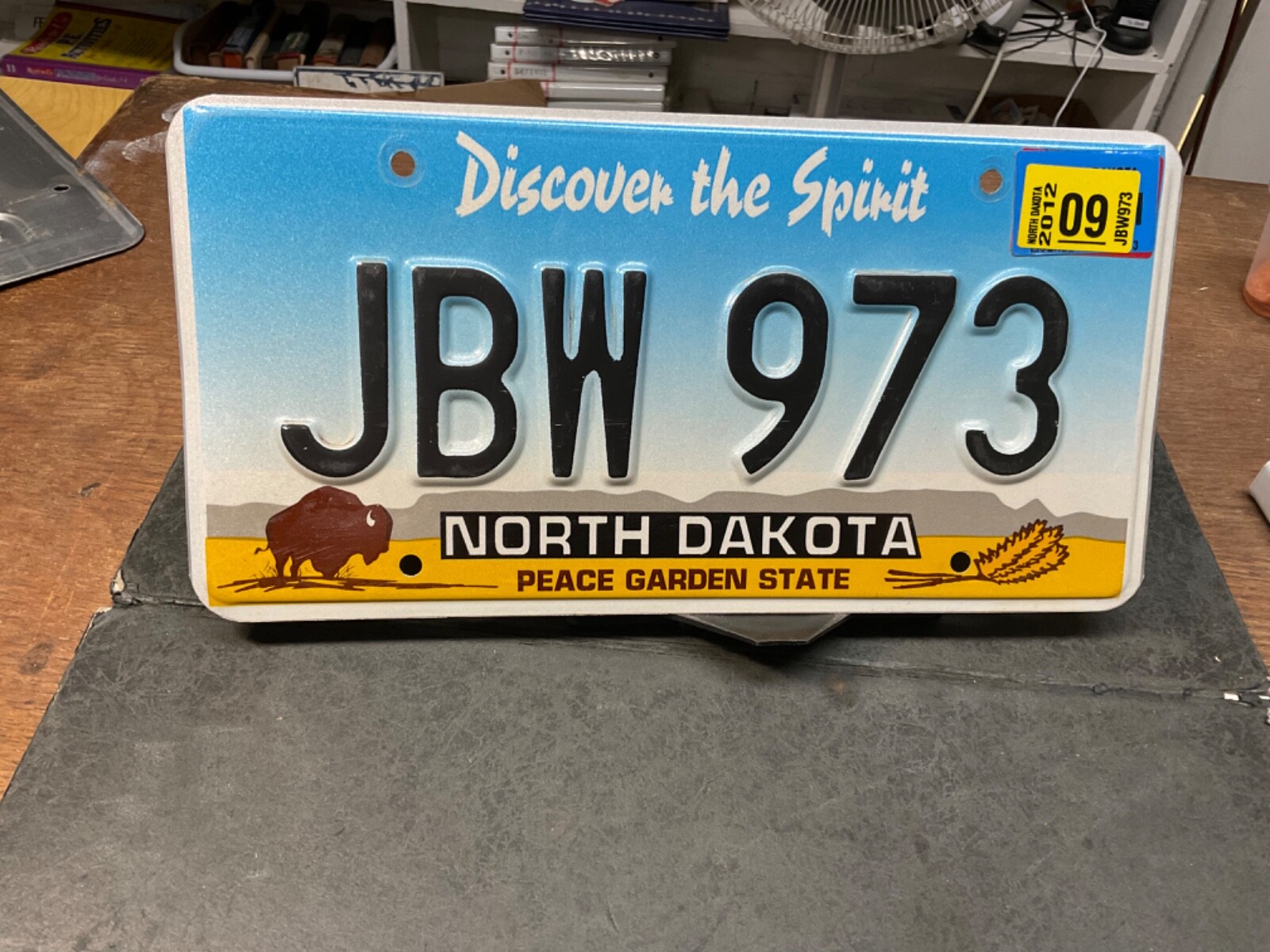 License Plate Vintage North Dakota ND JBW 973 2012 “Discover