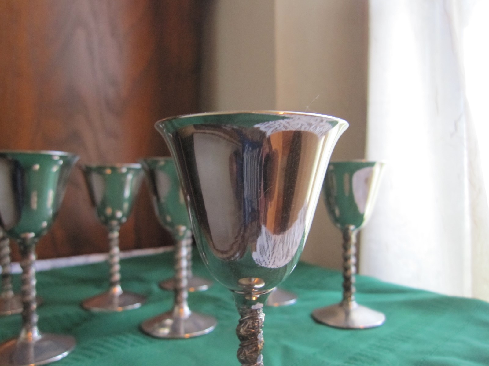 Seven Vintage Antique Silver  F B Rogers Made In Italy Barware Dining glasses