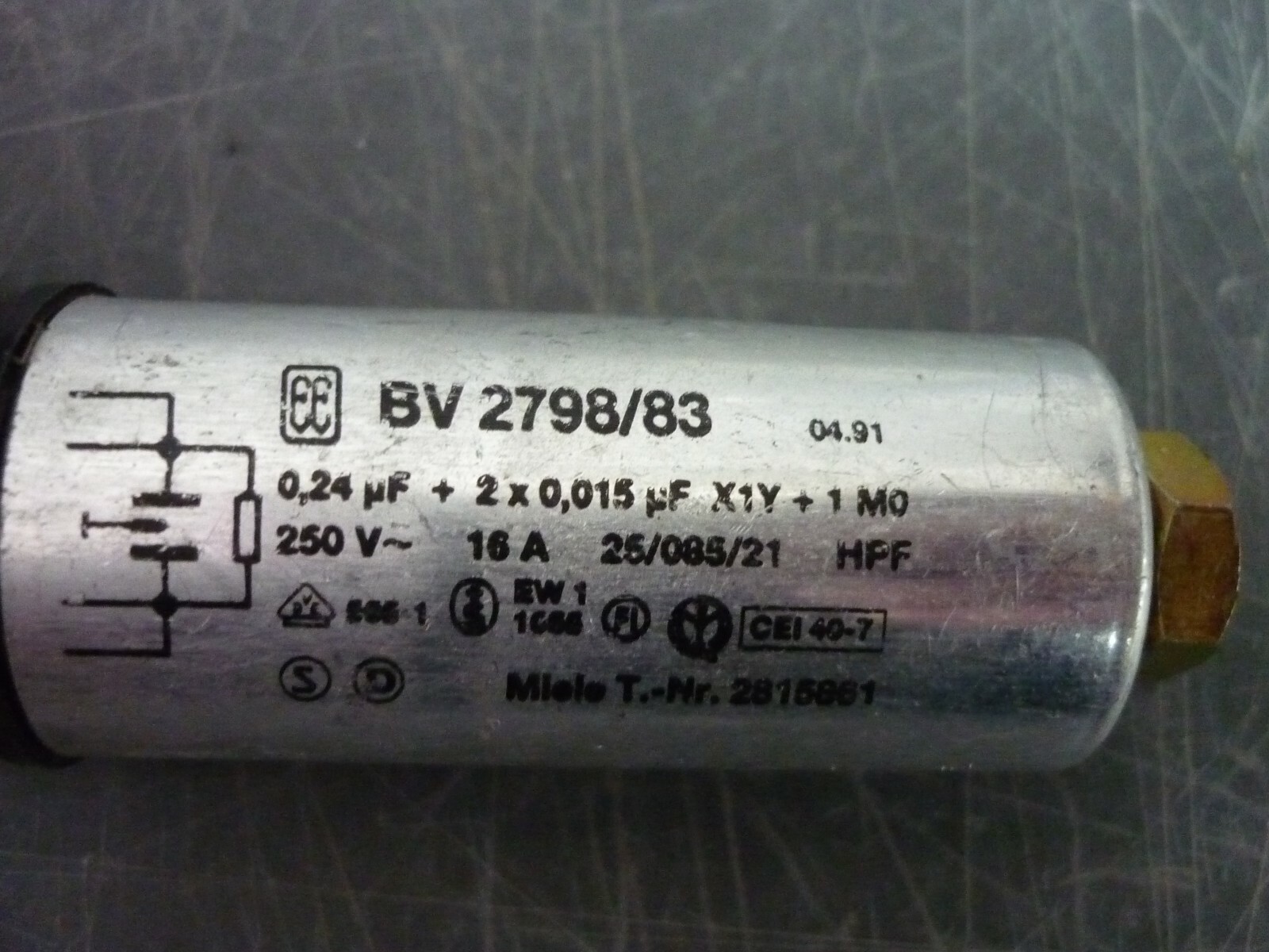 Kondensator Entstörschutz Filter 0,25 µF Waschmaschine Miele Bosch Siemens Neff