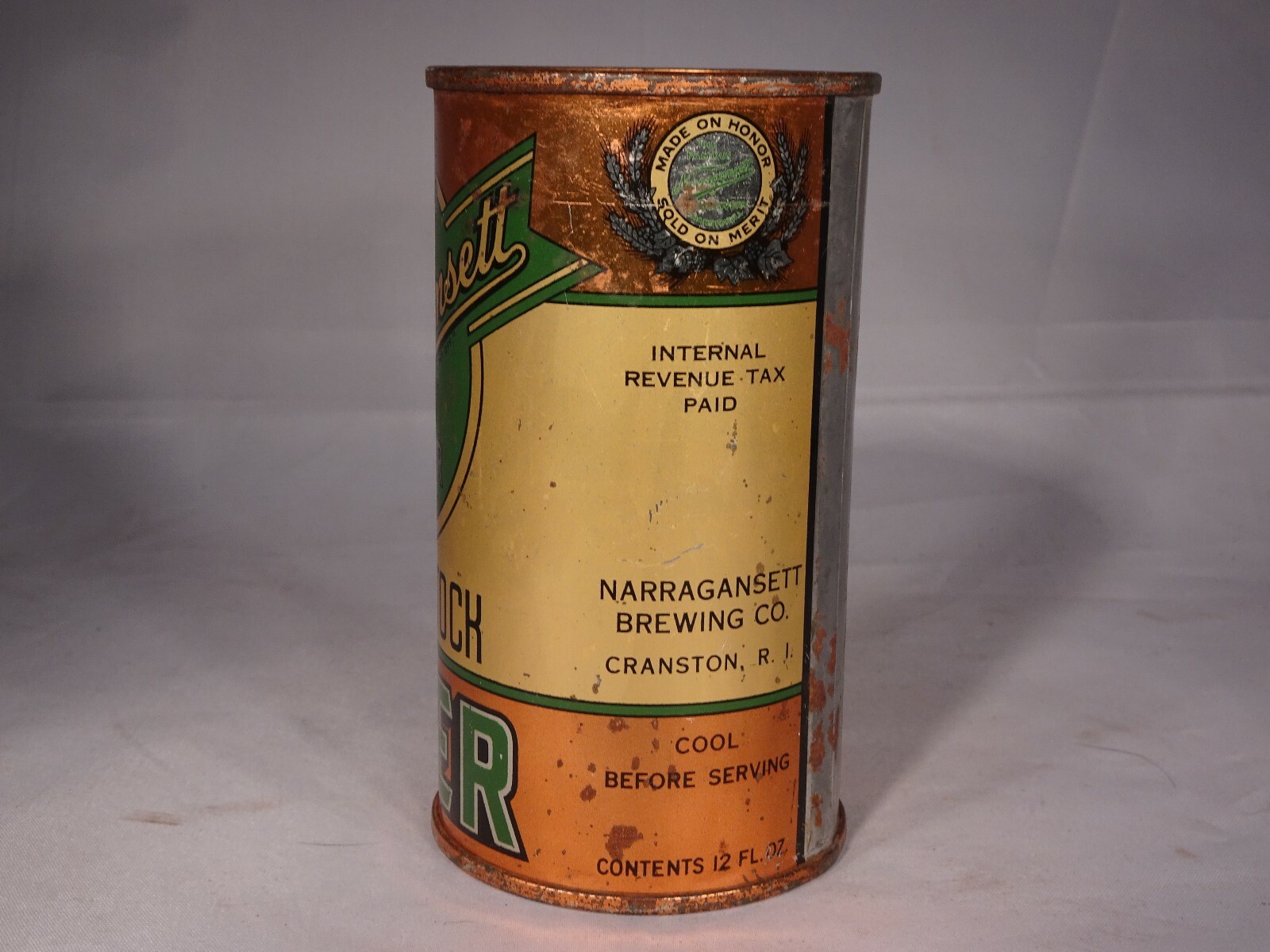 NARRAGANSETT SELECT STOCK LAGER - EARLY 1940'S 12OZ - FLAT TOP CAN - CRANSTON
