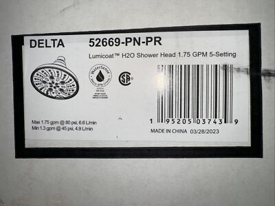 NEW-Delta 52669 1.75 GPM Multi Function Shower Head, Lumicoat Polished Nickel