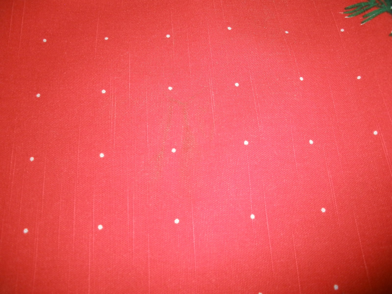 Vintage Christmas Tablecloth Red with Ornaments on Edges 80