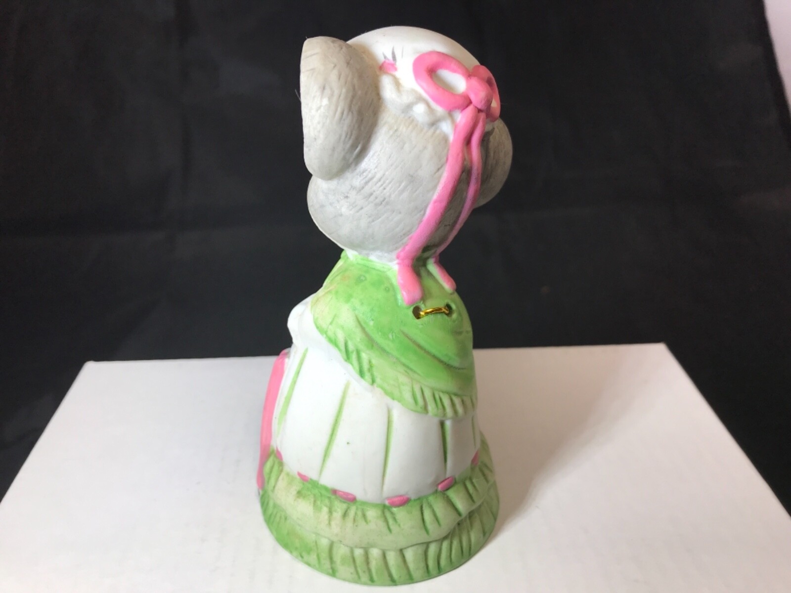 Vintage Mrs. Grandma Mouse Bell Figurine Bisque Umbrella Jasco