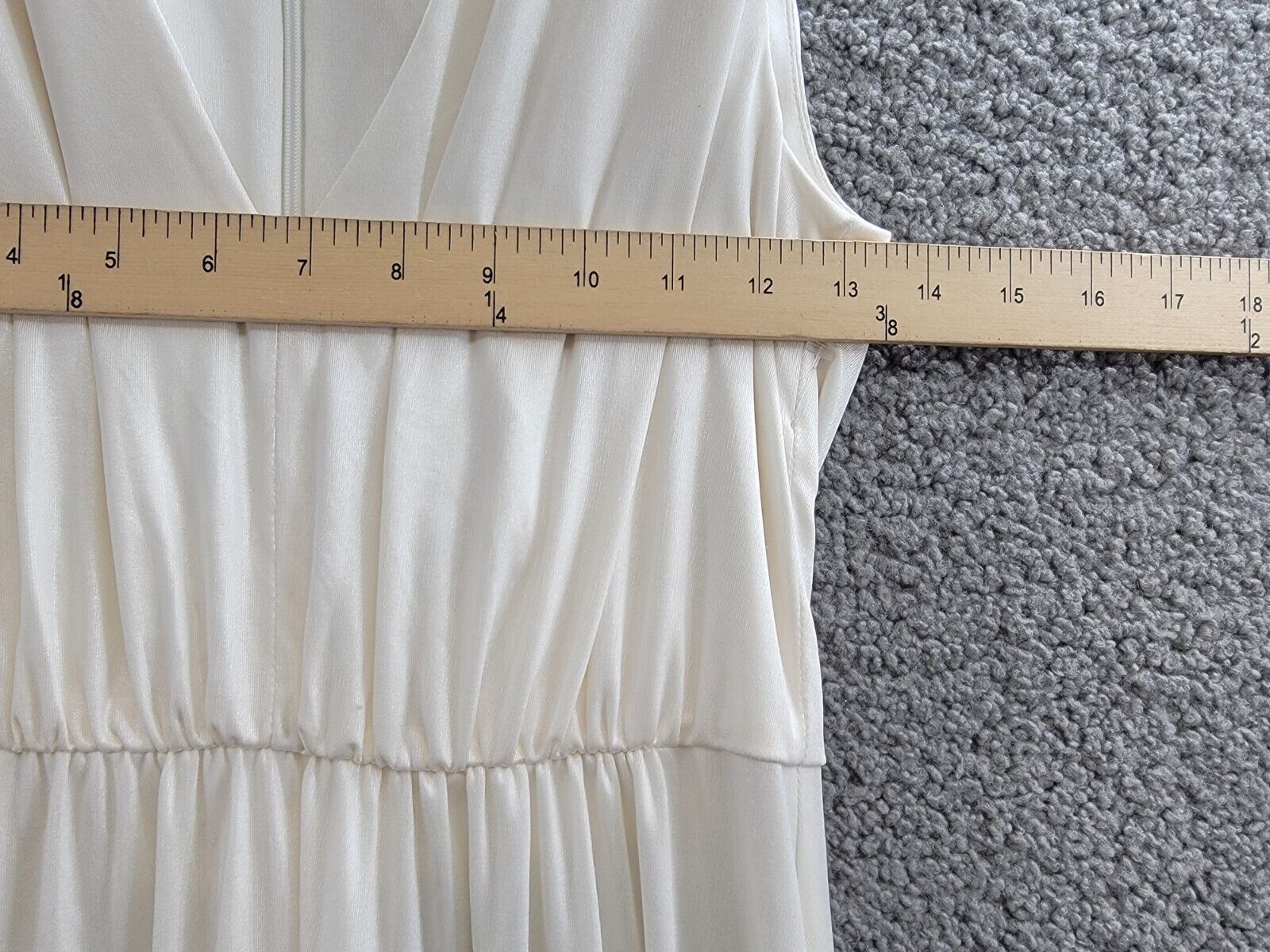 Dress the Population Krista Plunge Neck Side Slit Gown Women's XS Ivory Back Zip - Picture 5 of 17