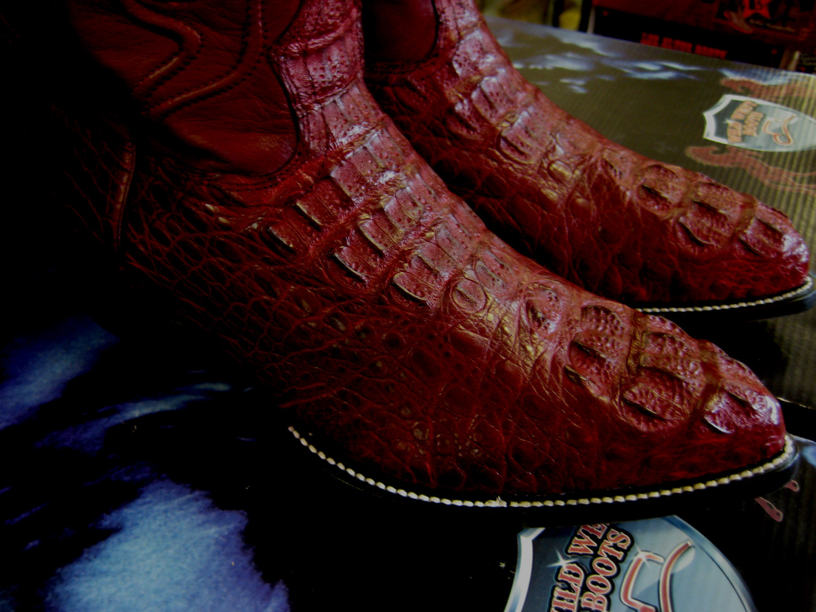 Pre-owned Wild West Boots Wild West Burgundy Crocodile Hornback Western Cowboy Boot J-toe (d) 2990206 In Red