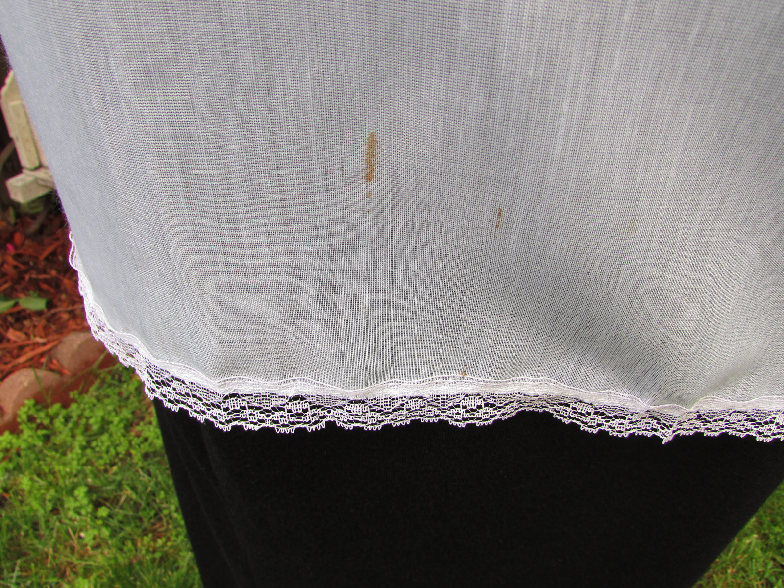 Vintage Blue Dacron Wedding Server Half Apron with Lace