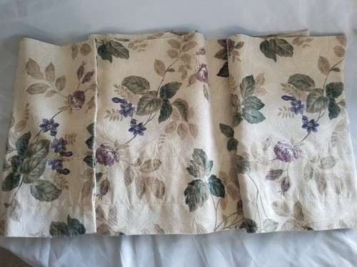2 PURPLE PLUM LAVENDAR CREAM FLORAL VALANCE