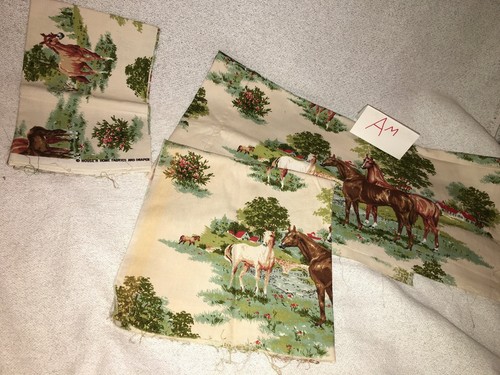 Upholstery Fabric,Horses,Trees,Flowers, House,Grass, House N Home Fabrics Scrap