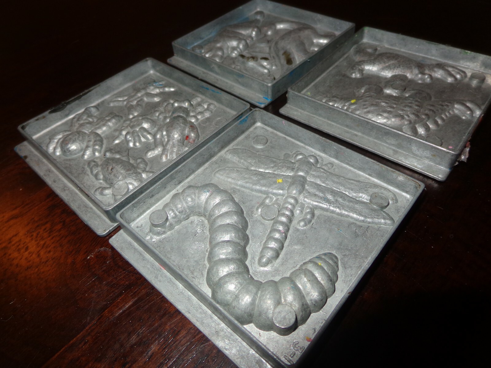 Lot of 4 Creepy Crawler Metal Molds Dinosaurs