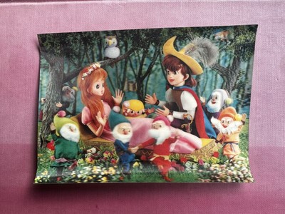Vintage Asahi Snow White seven dwarves lenticular 3d postcard unused
