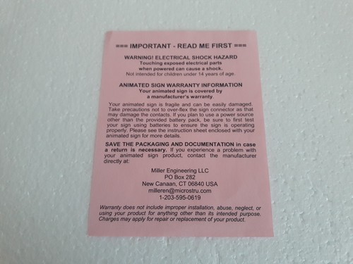 Miller Engineering  Light Works USA HO Cracker Jack Sign or Billboard #44-0102